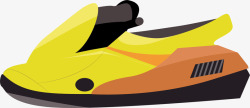 黄色海边的摩托艇矢量图素材