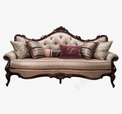 美式餐桌椅组合欧式实木真皮沙发高清图片