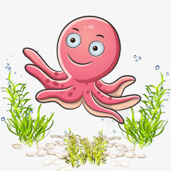 可爱小小章鱼章鱼卡通海洋生物海洋世界高清图片