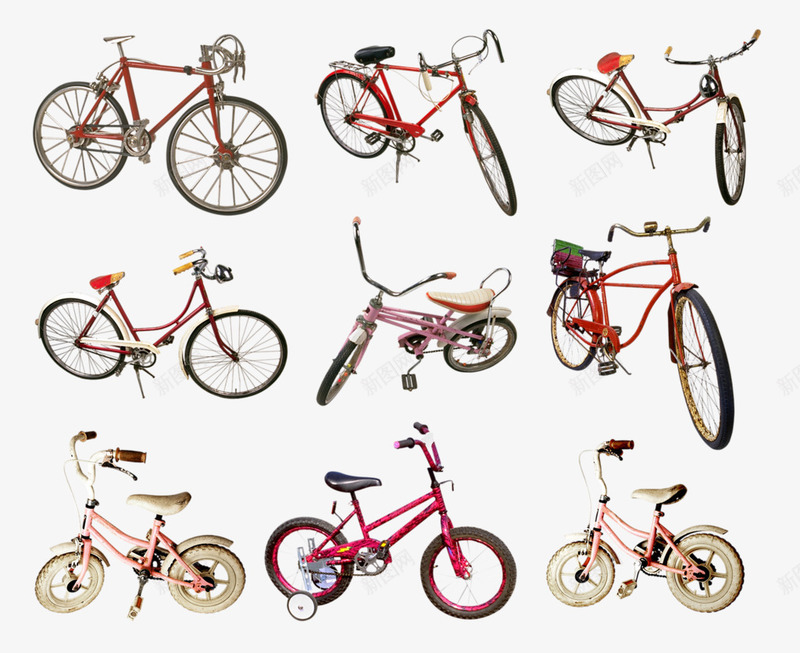 自行车合集png免抠素材_新图网 https://ixintu.com 儿童自行车 单车 户外运动 脚踏车 骑行