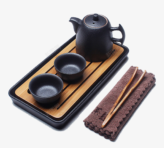 家庭品茶茶具黑陶png免抠素材_新图网 https://ixintu.com 整套茶具 黑陶