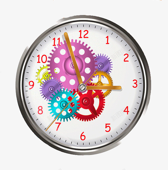 创意时钟png免抠素材_新图网 https://ixintu.com 创意 创意时钟 时钟 时间 齿轮
