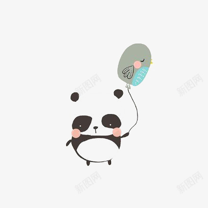 创意熊猫png免抠素材_新图网 https://ixintu.com 动物 卡通 小鸟 手绘 拟人 插画 气球 熊猫