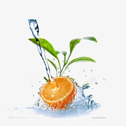 水流清洗橙子与水高清图片