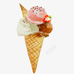 夏季食物水彩手绘冰淇淋矢量图高清图片