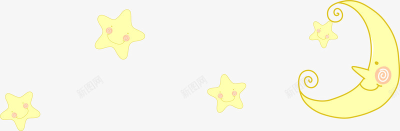卡通月亮星星png免抠素材_新图网 https://ixintu.com AI 卡通 可爱 底纹 手绘 插画 星星 月亮 线条 黄色