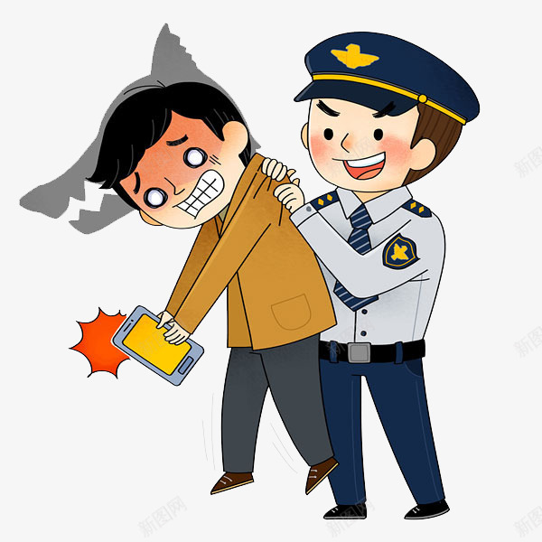 警察抓人png免抠素材_新图网 https://ixintu.com 卡通手绘 拿手机的卡通人 生活 电子科技 罪犯 装饰 警察叔叔