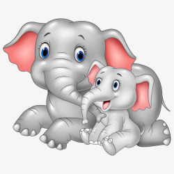 大象小象灰色大象矢量图高清图片
