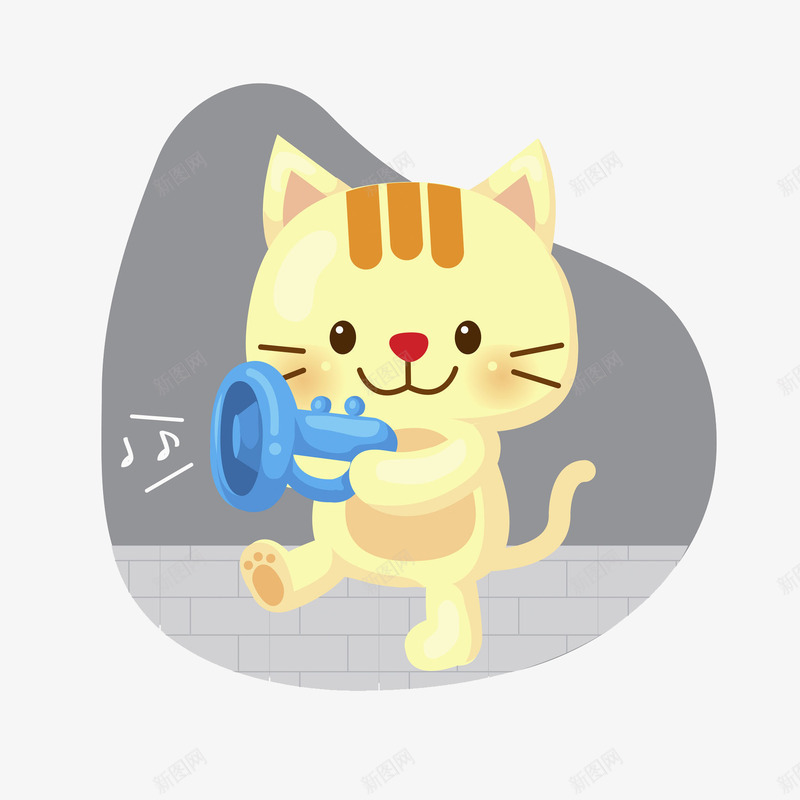 拿着喇叭广播的小猫png免抠素材_新图网 https://ixintu.com 可爱的 呆萌的 喇叭 小猫 广播 手绘 蓝色的