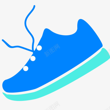 蓝色圆角扁平化鞋子元素矢量图图标图标