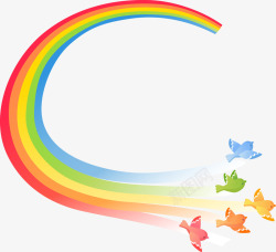 彩虹动物彩色小鸟图案素材
