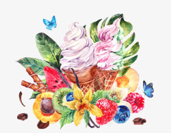 水果圣代水果冰淇淋圣代高清图片