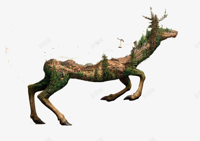 创意广告鹿身上的森林png免抠素材_新图网 https://ixintu.com 创意广告 森林 环保 鹿