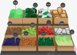 超市蔬菜区手绘超市蔬菜区高清图片