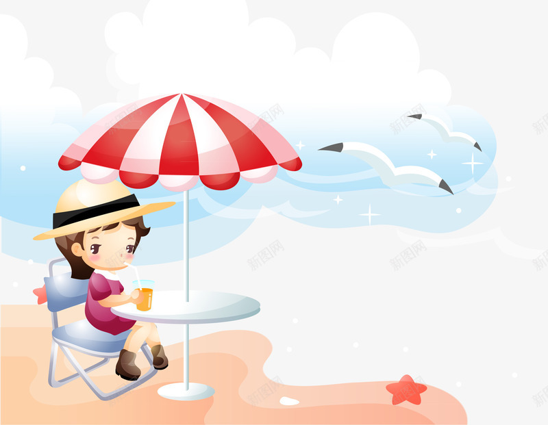 海边度假png免抠素材_新图网 https://ixintu.com 可爱 快乐 海边度假 美女