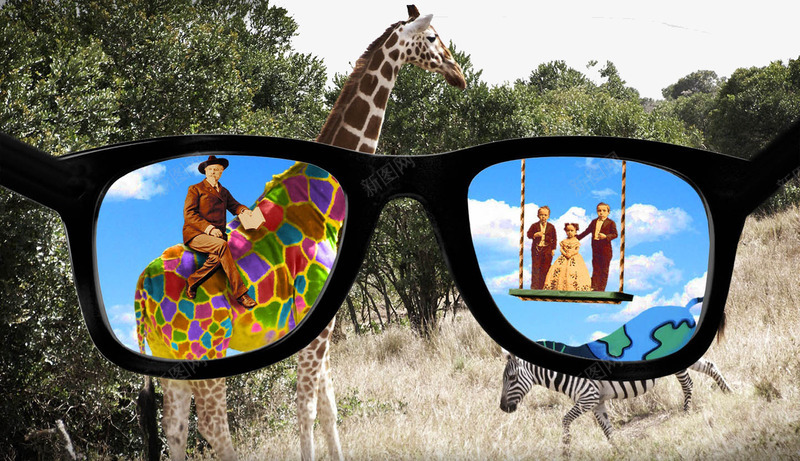 创意眼镜背景图png免抠素材_新图网 https://ixintu.com 创意眼镜 动物 森林背景图