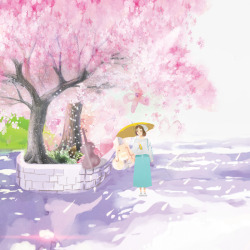 森系花卉水彩日系插画高清图片