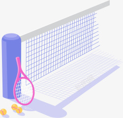 卡通网球拍夏季网球场运动插画矢量图高清图片