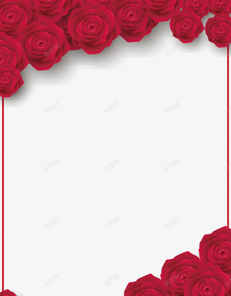 红色玫瑰情人节边框png免抠素材_新图网 https://ixintu.com 情人节 框 浪漫 爱情 玫瑰 红色 装饰 边框 鲜花