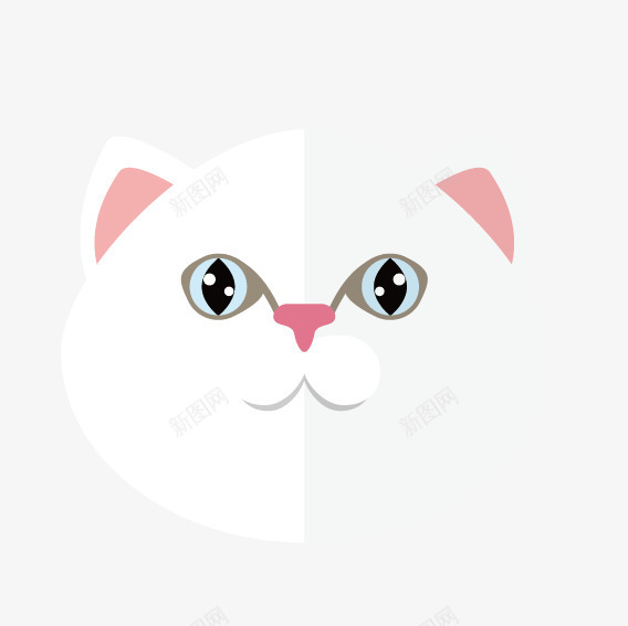 白色卡通小猫脸部png免抠素材_新图网 https://ixintu.com 扁平化 猫 脸部 面孔