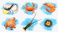 水彩虾卡通海鲜高清图片