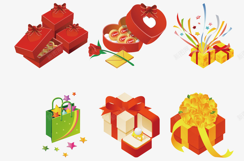 礼物盒合集png免抠素材_新图网 https://ixintu.com 创意设计 广告 海报 礼物盒