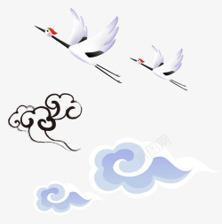 蓝色仙鹤祥云高清图片