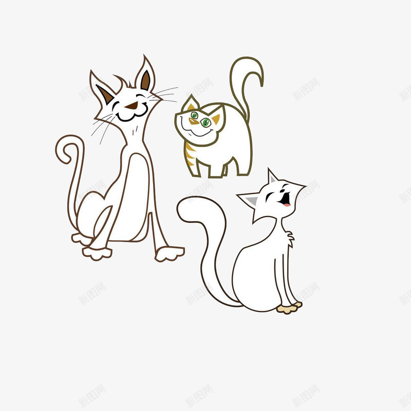 三只小猫png免抠素材_新图网 https://ixintu.com 休息 慵懒 满足 猫咪 白色