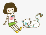 小女孩和猫咪素材