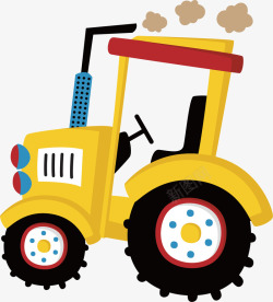 农用车黄色拖拉机矢量图高清图片