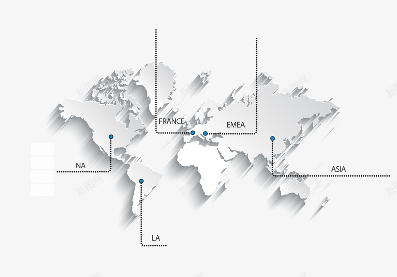 白色有阴影的世界地图png免抠素材_新图网 https://ixintu.com 地图 科技 科技感地图 线条