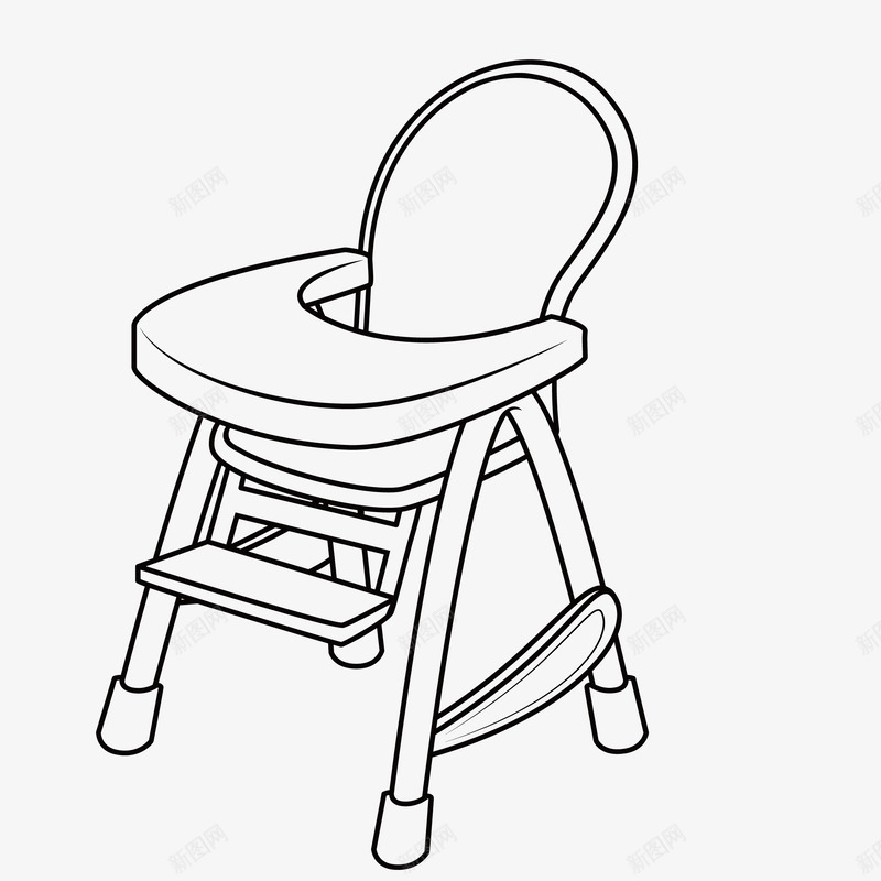 儿童座椅png免抠素材_新图网 https://ixintu.com 儿童座椅 凳子 椅子 简笔 素描 线条 黑白色