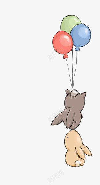 卡通小兔子png免抠素材_新图网 https://ixintu.com 儿童 兔子 兔子简笔画 彩色 气球 童话插画