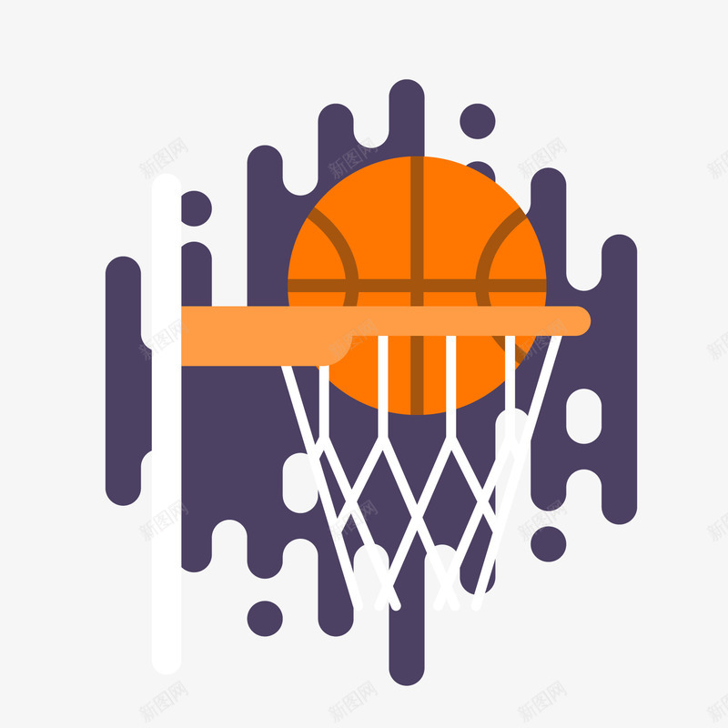 橙色创意篮球运动元素矢量图ai免抠素材_新图网 https://ixintu.com 体育 创意 卡通插画 扁平化 橙色 活动 篮球 网状 矢量图