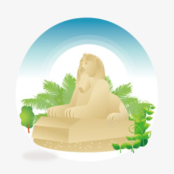 彩虹下的狮身人面像素材