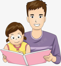 女儿看书爸爸给女儿讲故事高清图片