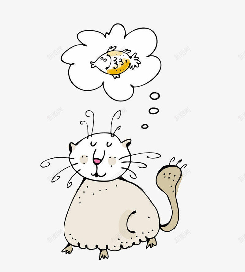 想吃鱼的猫咪png免抠素材_新图网 https://ixintu.com 动物 卡通 卡通元素 小猫咪 鱼