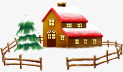 简约小木屋唯美创意冬天里的小木屋高清图片