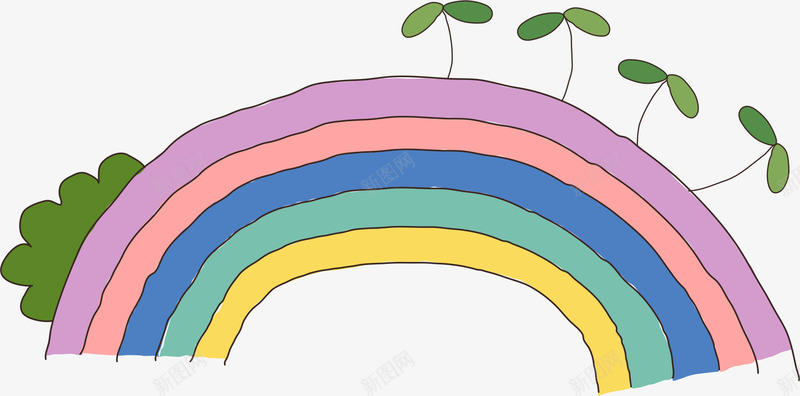 彩虹png免抠素材_新图网 https://ixintu.com AI 卡通 发芽 可爱 彩色 彩虹 手绘 绿芽 绿草