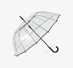 黑收缩伞长柄透明雨伞高清图片