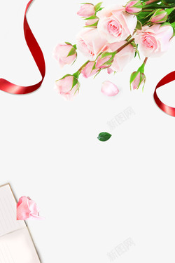 情人节情人节粉色玫瑰花高清图片