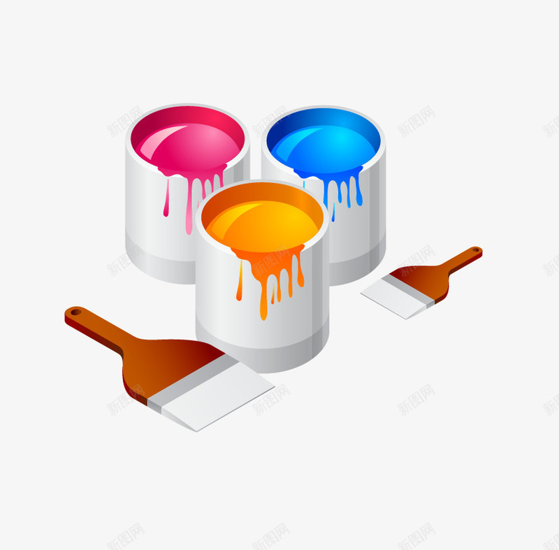 彩色油漆png免抠素材_新图网 https://ixintu.com 刷子 刷漆 彩色 油漆 油漆桶 矢量油漆桶