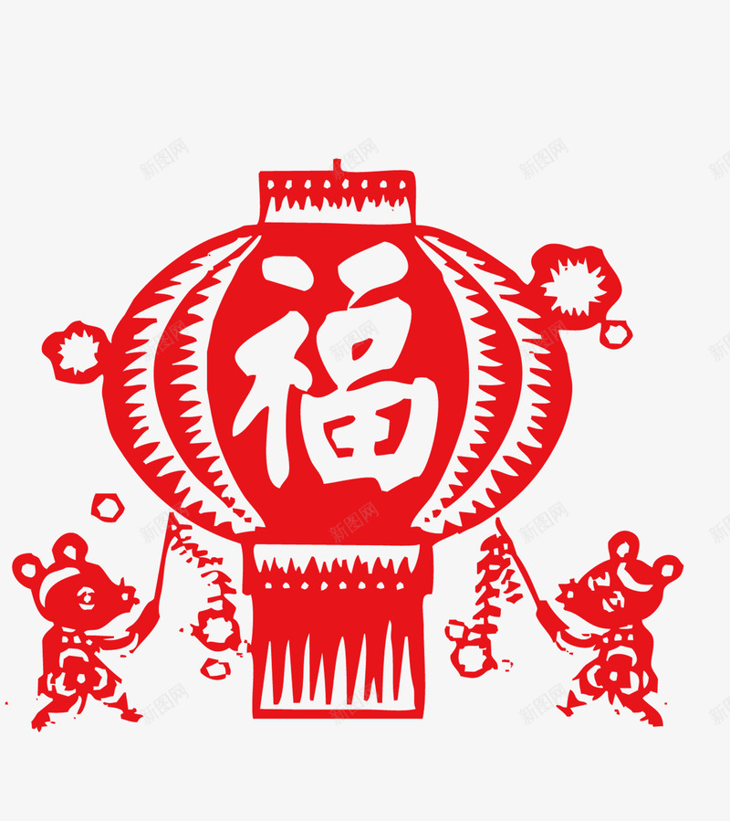 红色福字灯笼png免抠素材_新图网 https://ixintu.com png 手绘 新年 灯笼 福