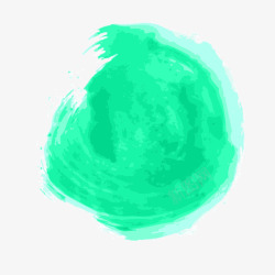 蓝绿色水彩笔触素材