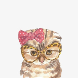 小猫戴眼罩水彩猫头片高清图片