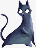 卡通手绘黑色小猫素材