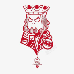 卡通红色国王扑克王牌面素材
