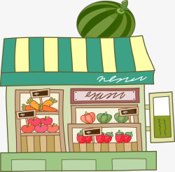 水果房屋卡通水果商铺高清图片