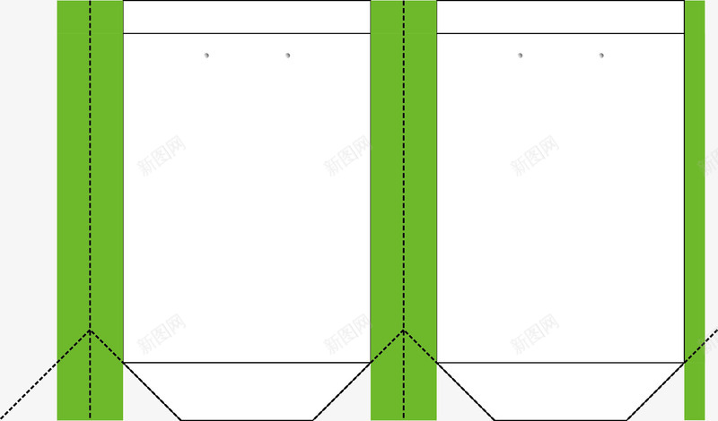 长方形纸袋png免抠素材_新图网 https://ixintu.com 展开图 纸袋 纸袋展开图 绿白相间 长方形