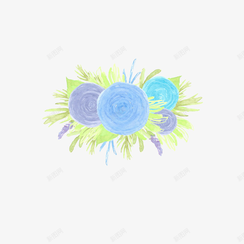 多颜色的水彩花png免抠素材_新图网 https://ixintu.com 水彩 淡紫色 花 蓝色和天蓝色 装饰